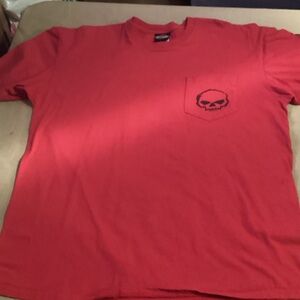 Harley-Davidson Red Tee with Skull Pocket Design